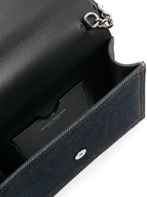 Alexander McQueen Small Skull Denim Shoulder Bag | Blue
