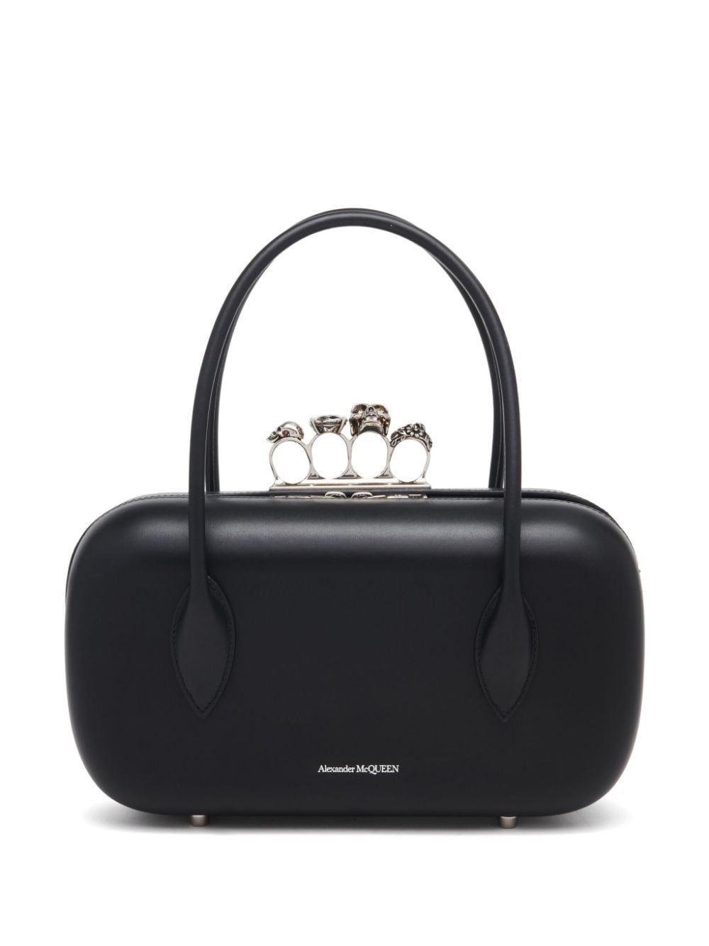 Shop Alexander Mcqueen The Reverse Leather Tote Bag In Black