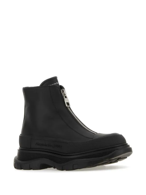 Alexander McQueen Tread Slick Leather Boots | Black | FARFETCH