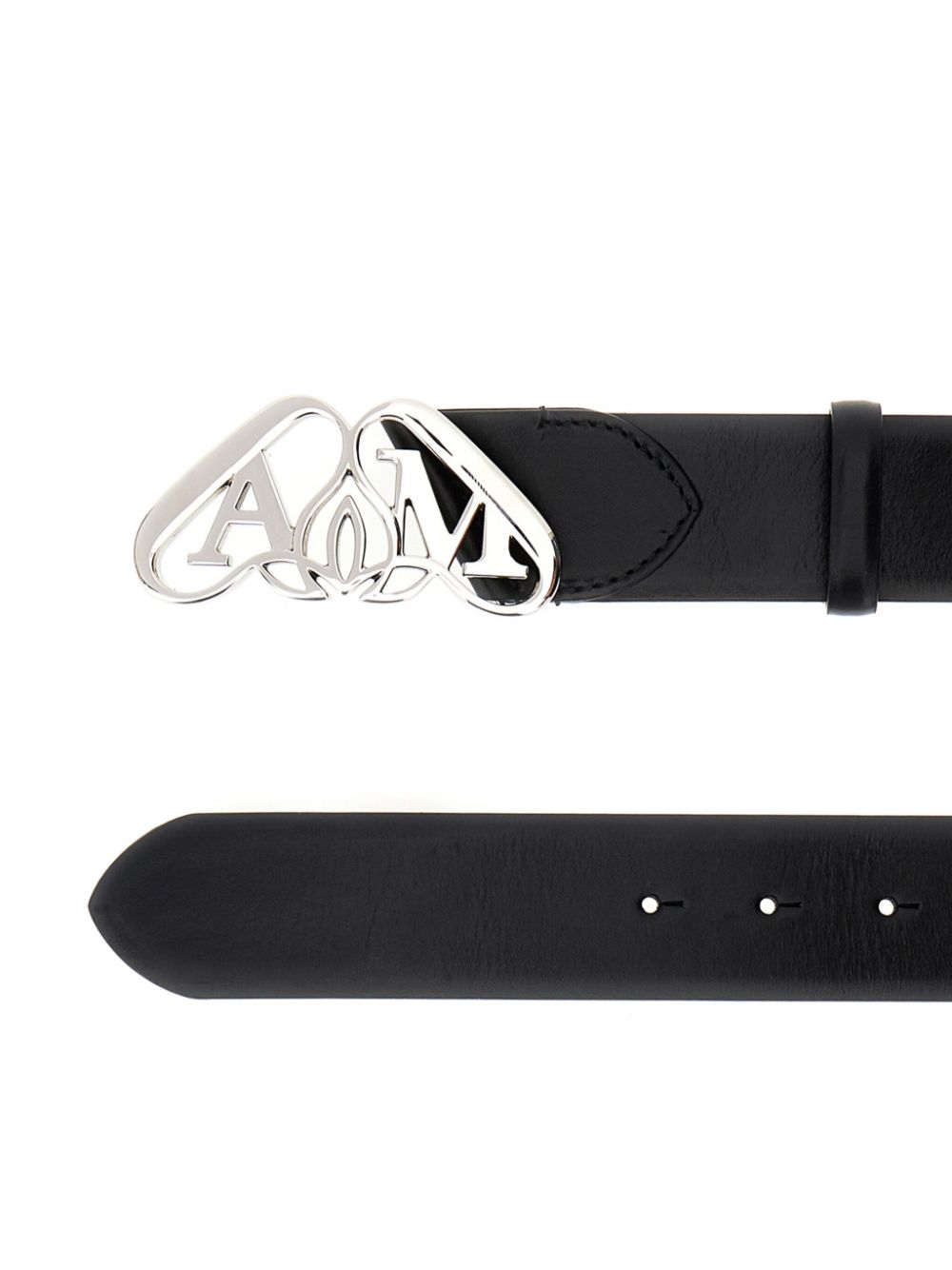 Alexander McQueen Seal-buckle leather belt - Black