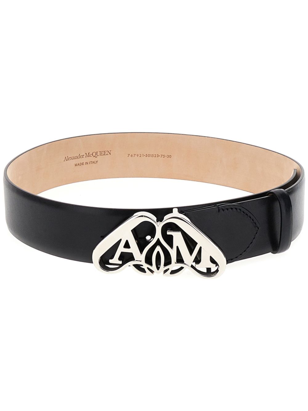 Alexander McQueen Seal-buckle leather belt - Black