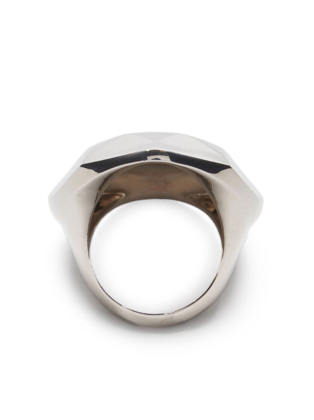 Shop Alexander Mcqueen Elongated Faceted Ring In Silver