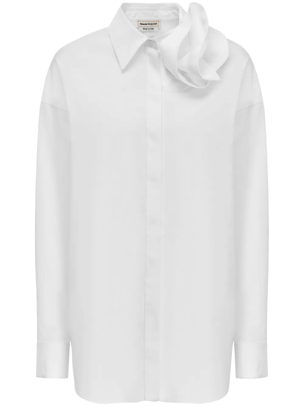 Alexander Mcqueen Cotton Shirt With Stylish Italian Collar In White