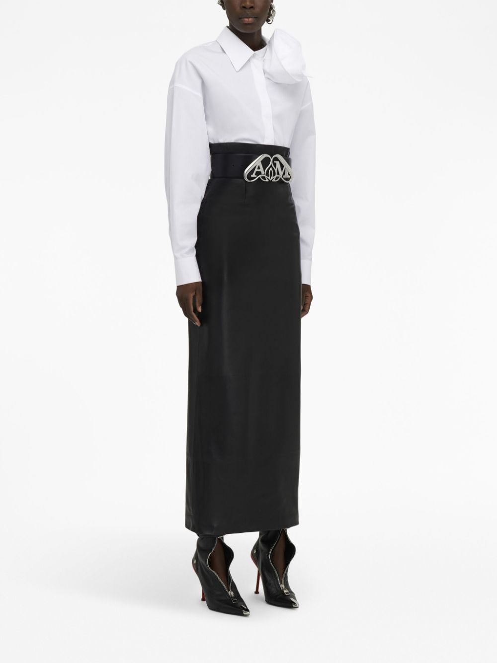 Shop Alexander Mcqueen Rose-appliqué Cotton Shirt In White