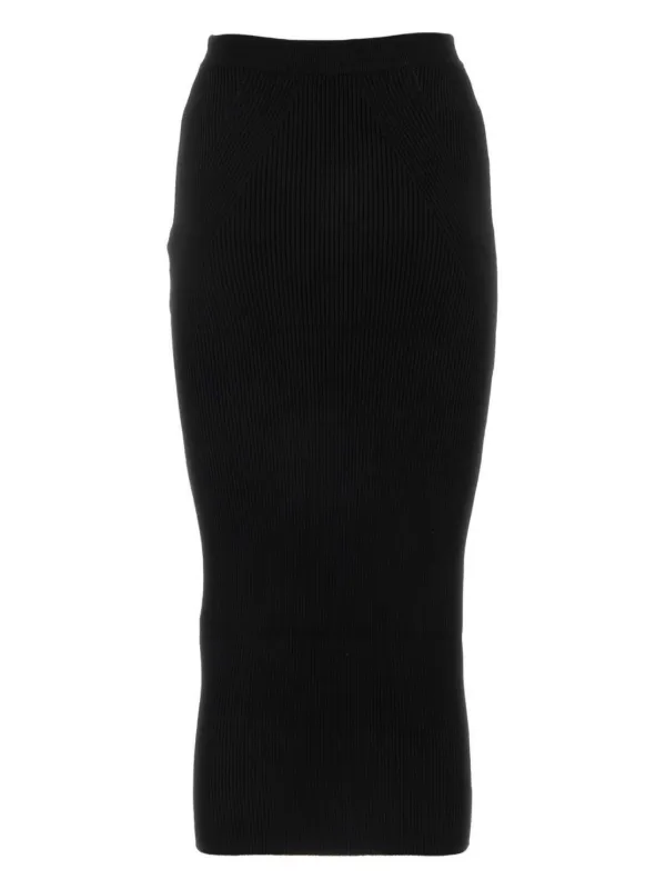 （sale)アレキサンダーM ブラックのリブペンシルスカート Alexander McQueen リブニット ペンシルスカート | ブラック