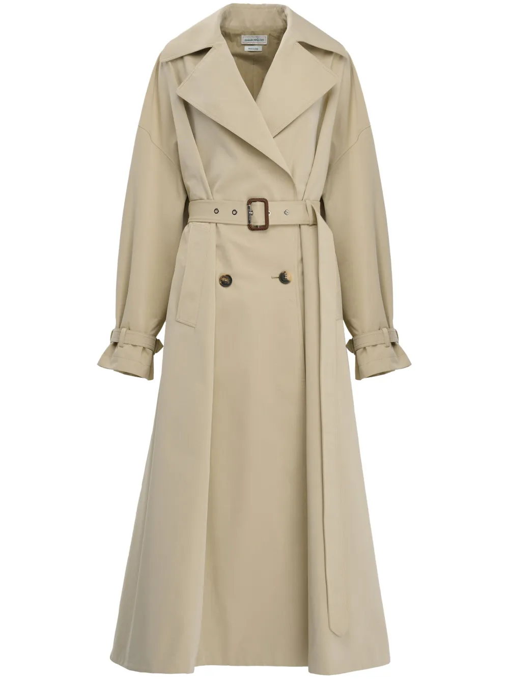 Shop Alexander Mcqueen A-line Pleated Trench Coat In Neutrals