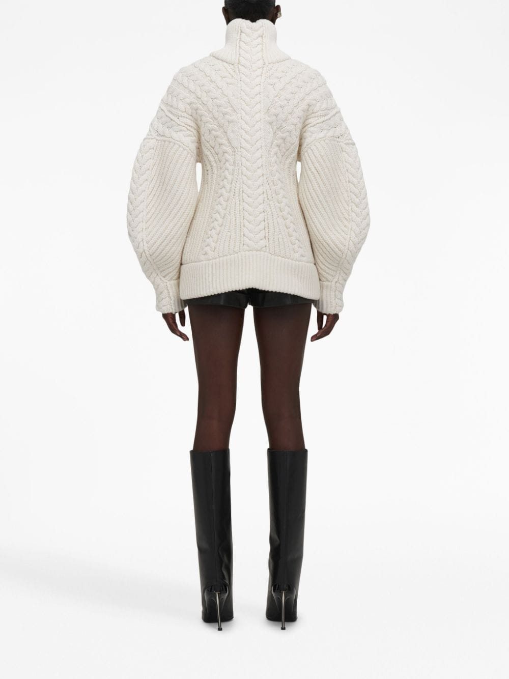 Shop Alexander Mcqueen Slash-detailing Cable-knit Jumper In White