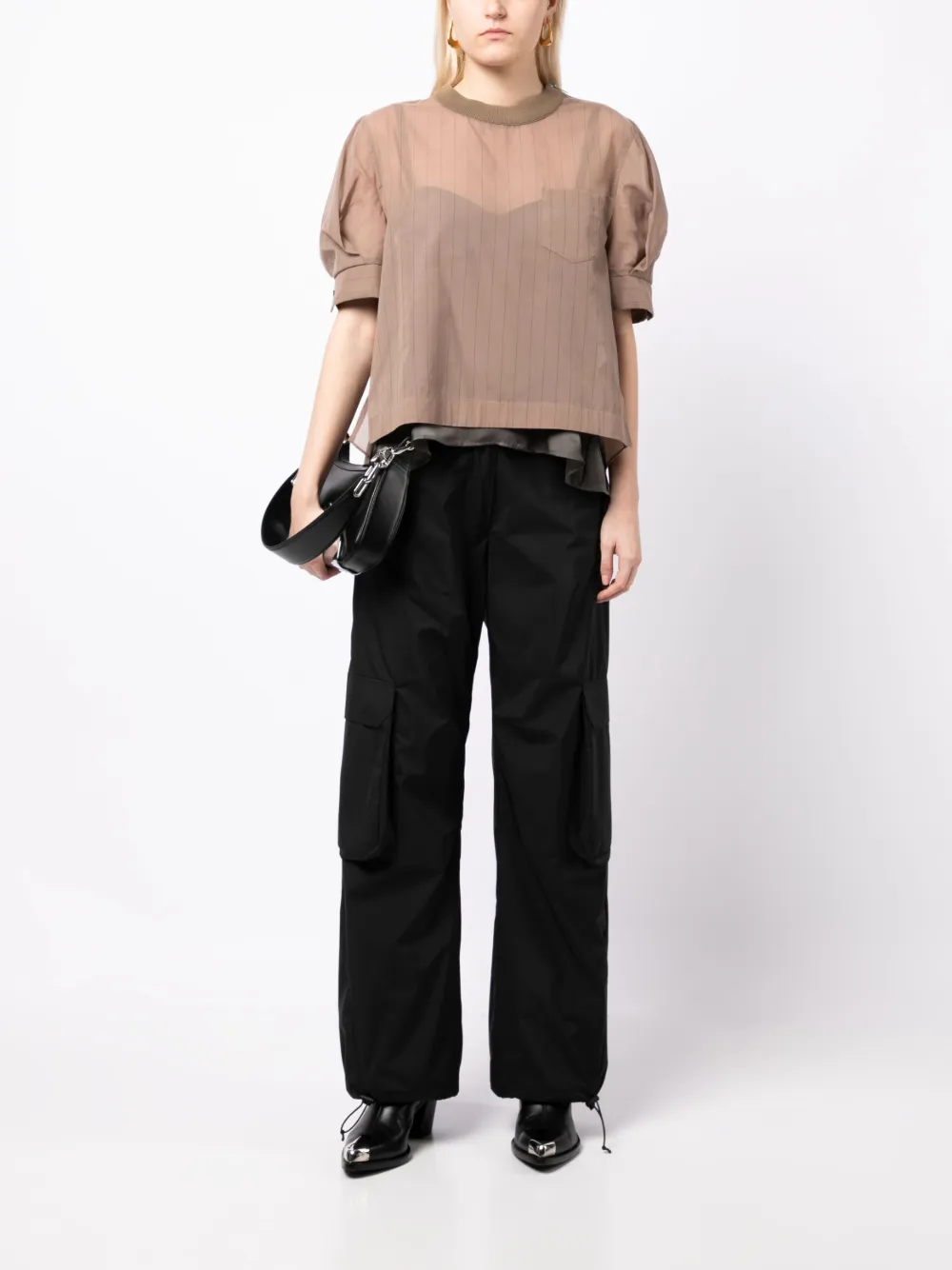 sacai Blouse met korte mouwen - Bruin
