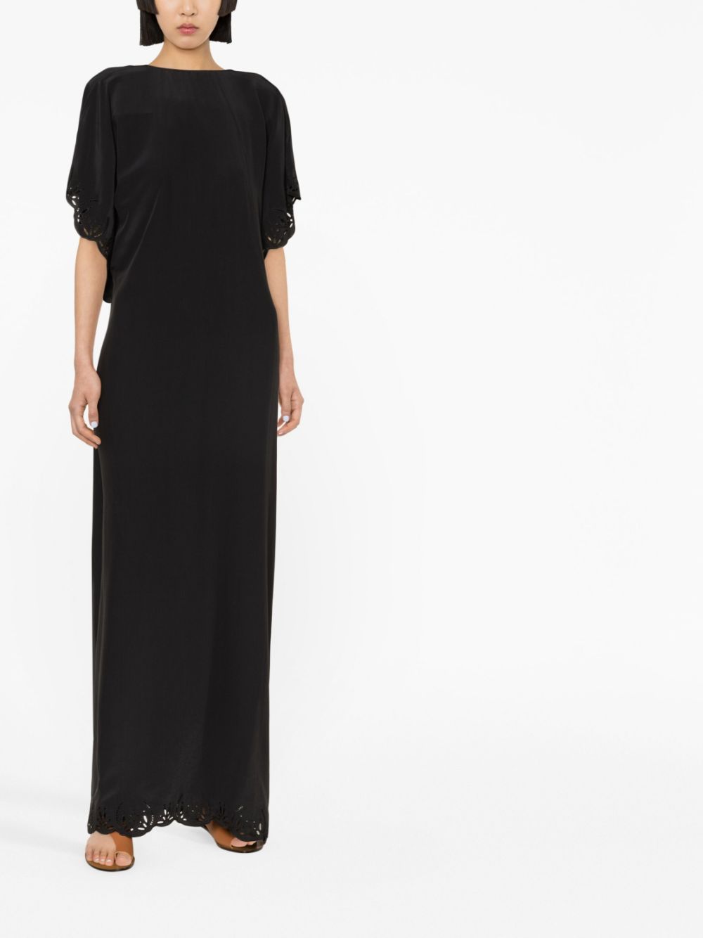 Shop Rodebjer Broderie-anglaise Long Dress In Black