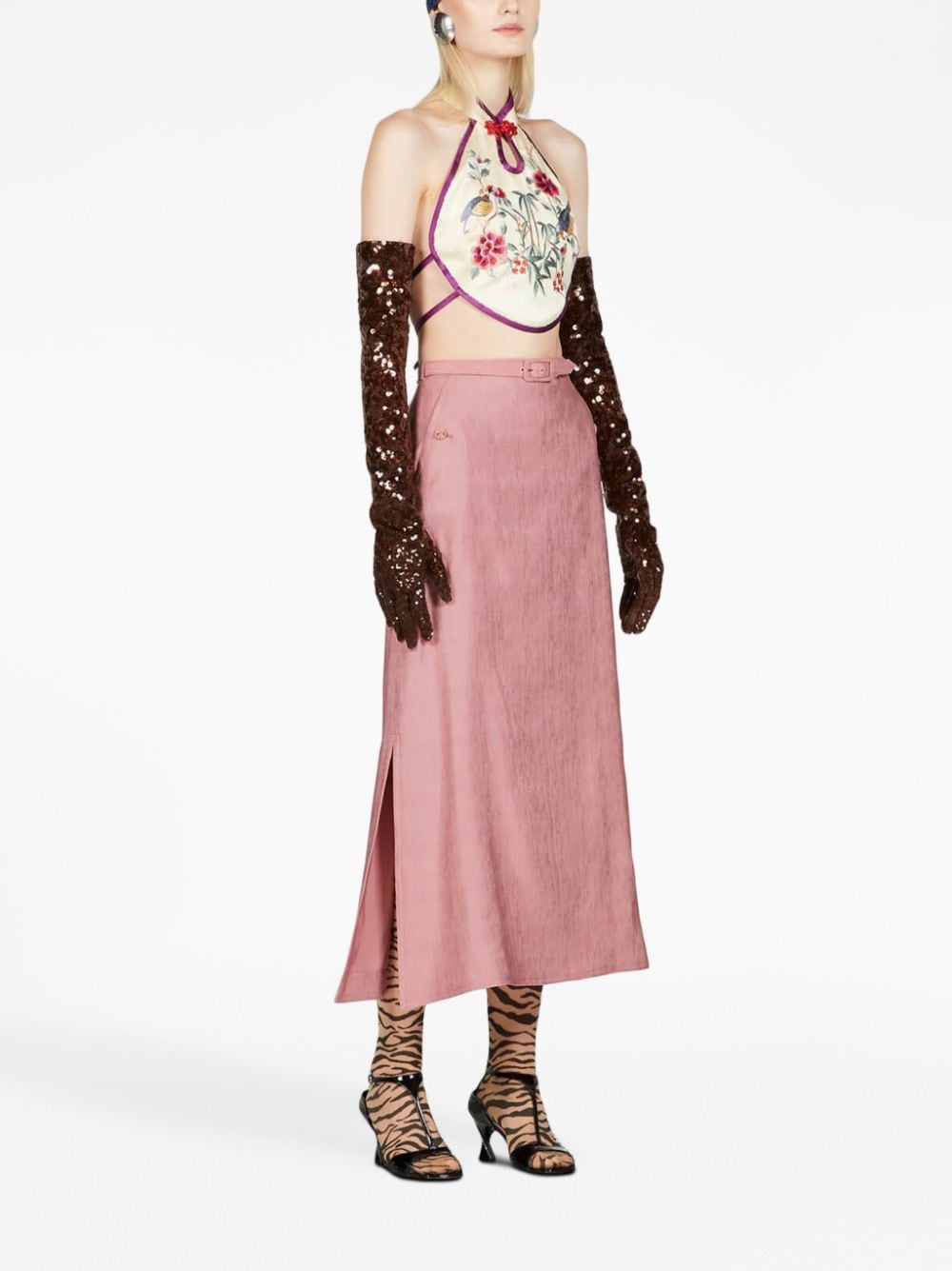 Shop Gucci Wool-silk A-line Skirt In Pink