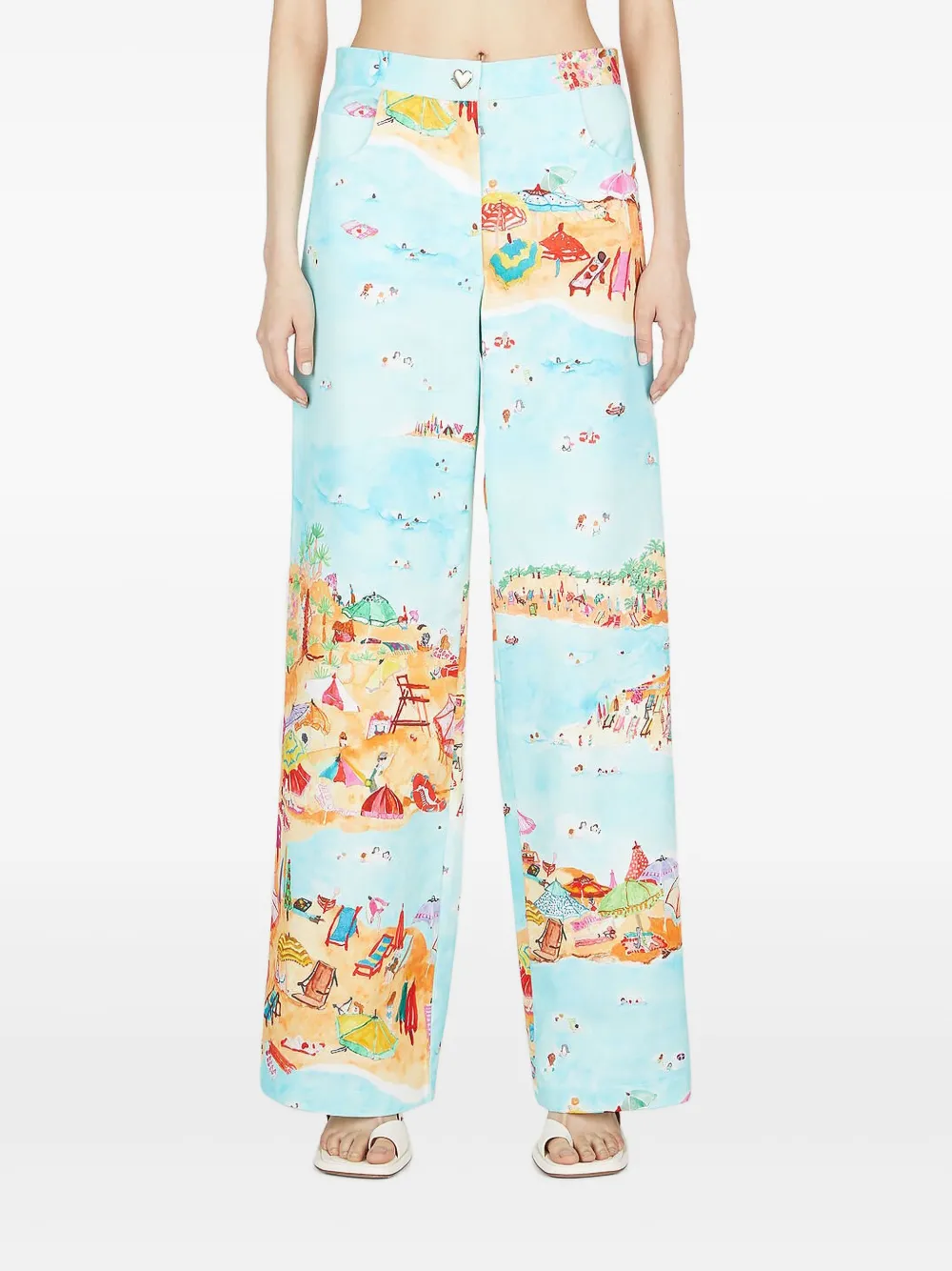 Marco Rambaldi Broek met strandprint Blauw