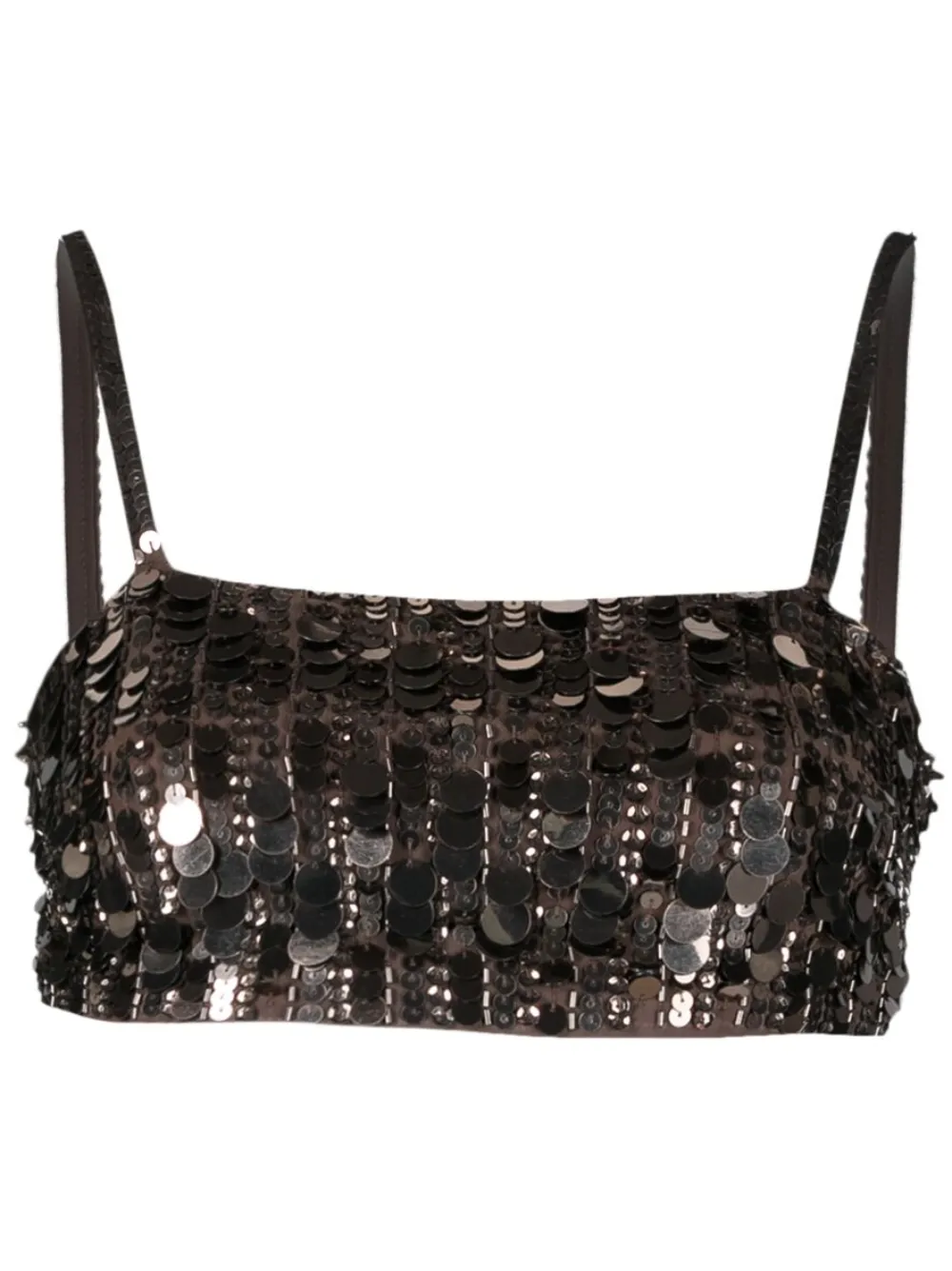 P.A.R.O.S.H. sequin-embellished cropped tank top | Brown | Image 1