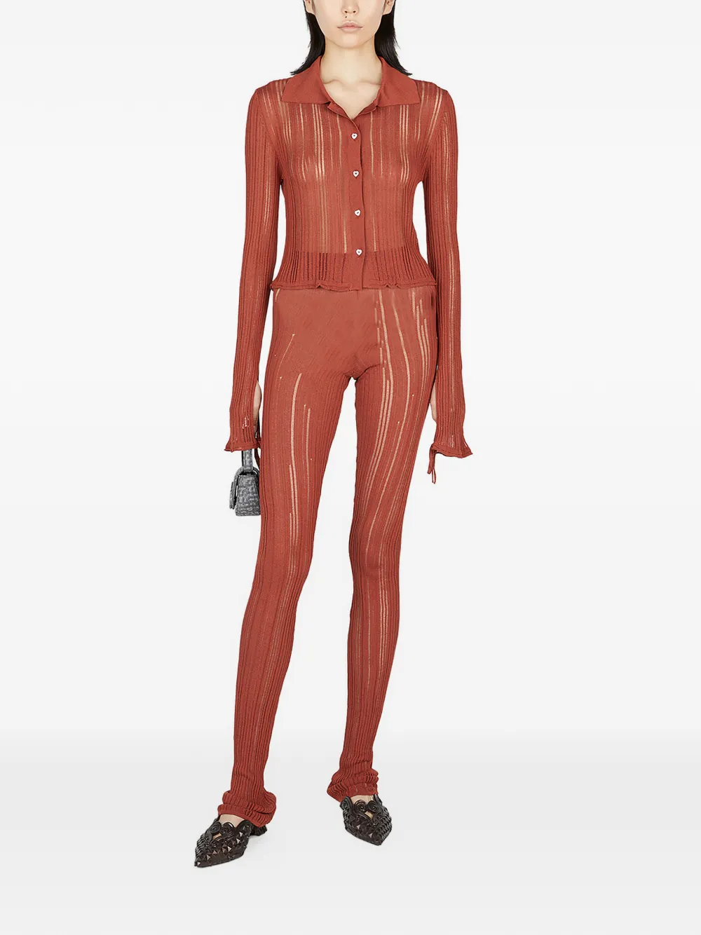 Marco Rambaldi Geribbelde legging Rood