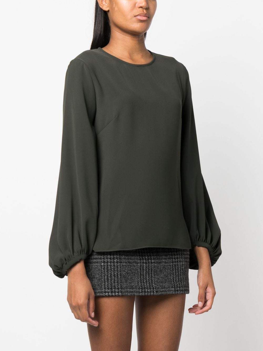 Shop P.a.r.o.s.h Crew-neck Long-sleeve Blouse In Green