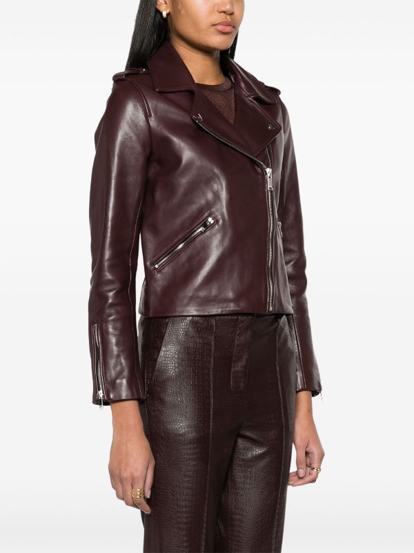 Claudie Pierlot zip up Leather Biker Jacket Farfetch