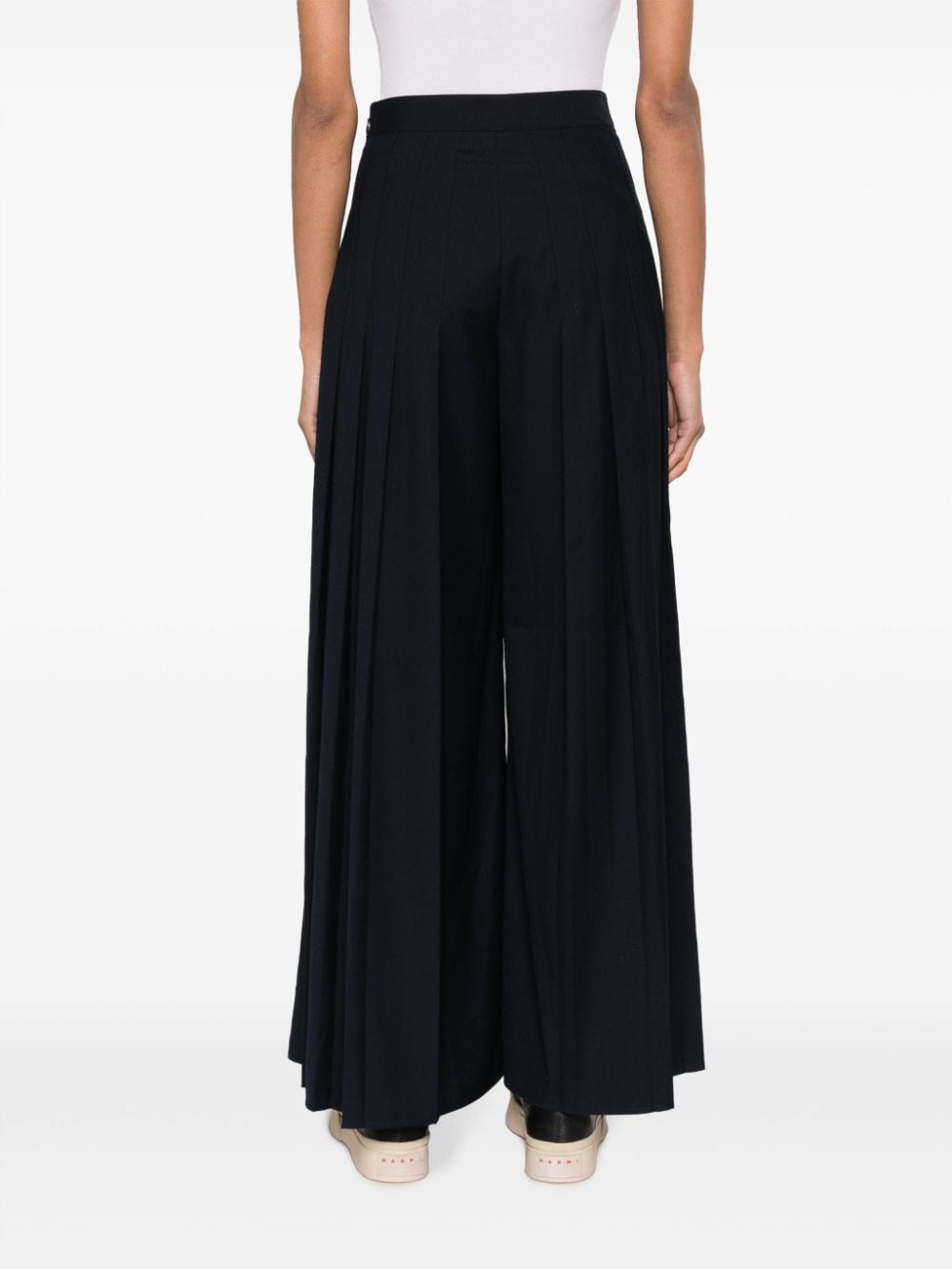 Shop Claudie Pierlot Pleated Palazzo Trousers In Blue