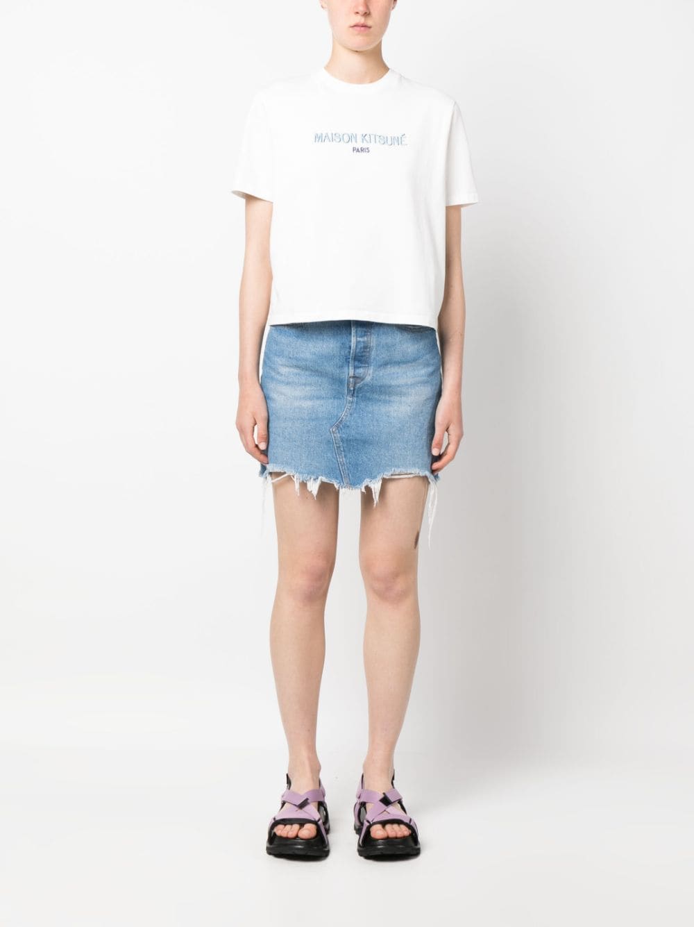 Maison Kitsuné T-shirt met geborduurd logo - Wit