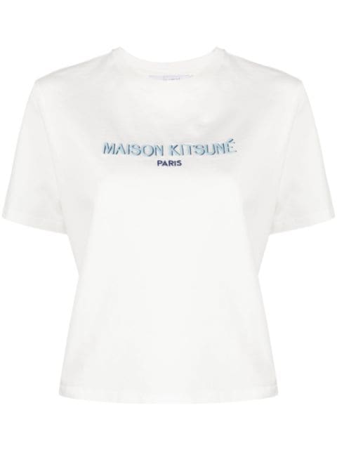 Maison Kitsuné - embroidered logo cropped T-shirt