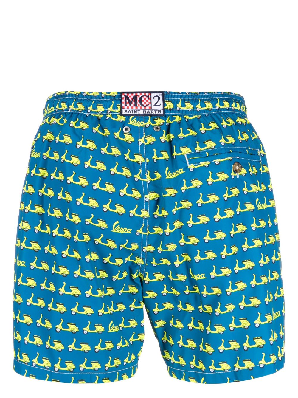 Shop Mc2 Saint Barth All-over Vespa Print Swim Shorts In Blue