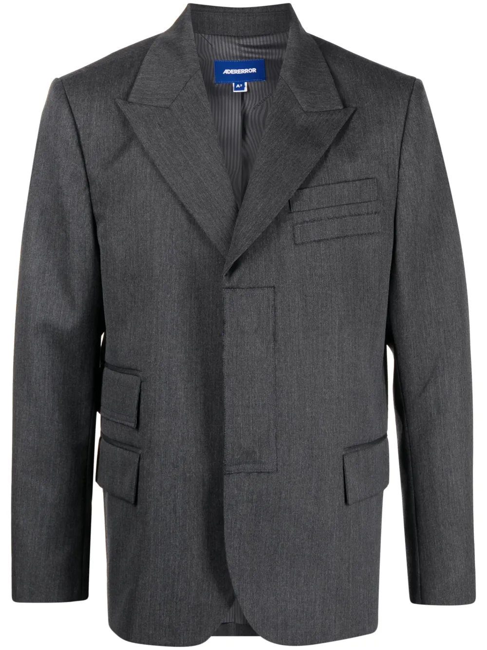Ader Error Concealed Single-breasted Wool Blazer In Grey
