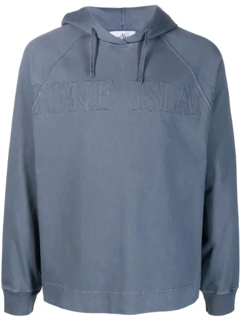 Stone Island logo-print cotton hoodie
