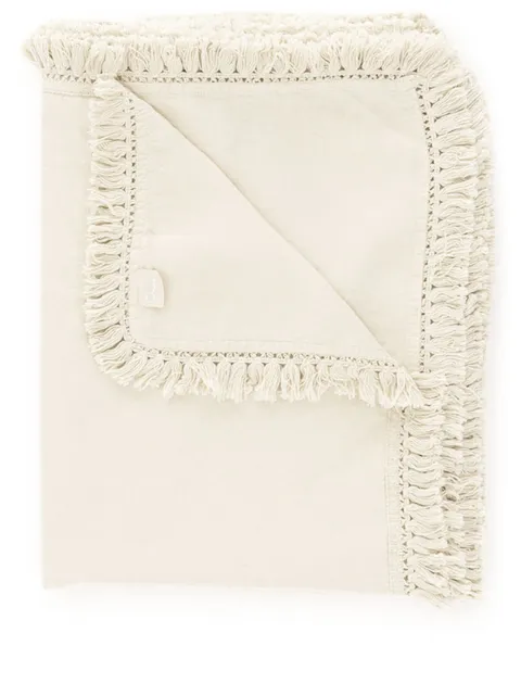 Once Milano rectangular fringed linen tablecloth