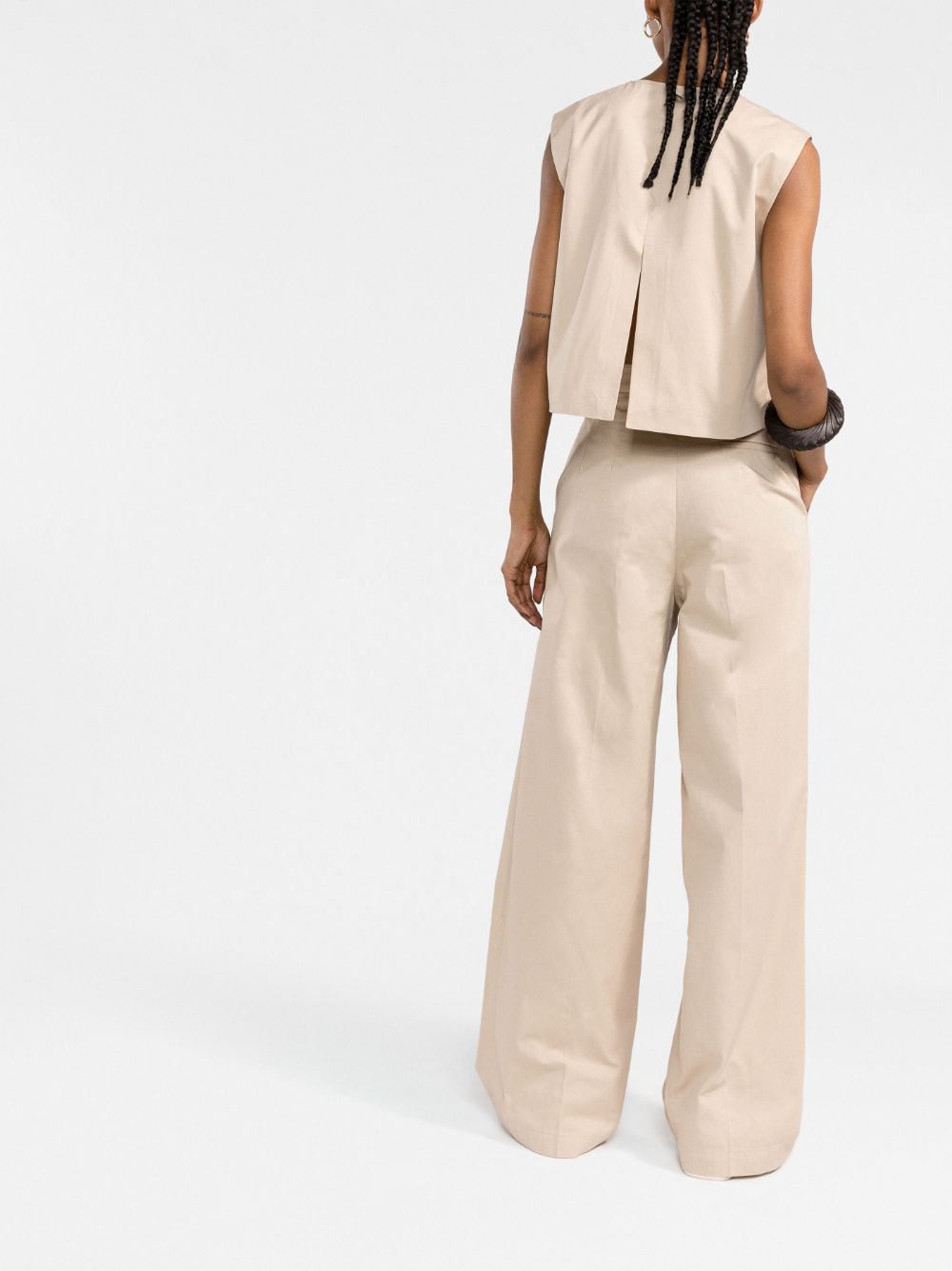 Shop There Was One High-waisted Wide-leg Trousers In Neutrals
