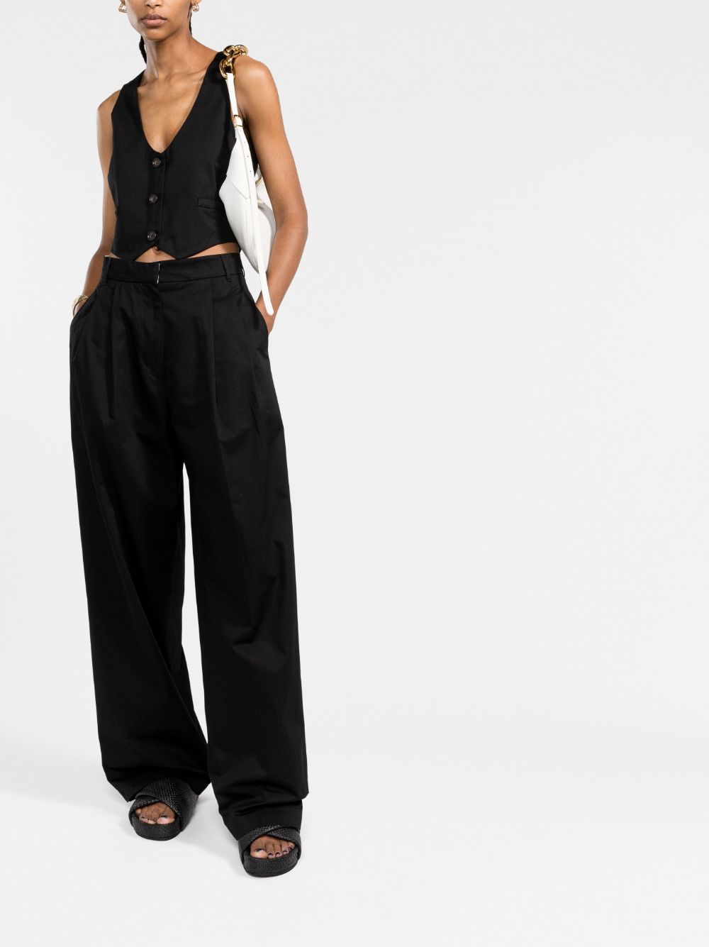 Shop There Was One High-waisted Wide-leg Trousers In Schwarz