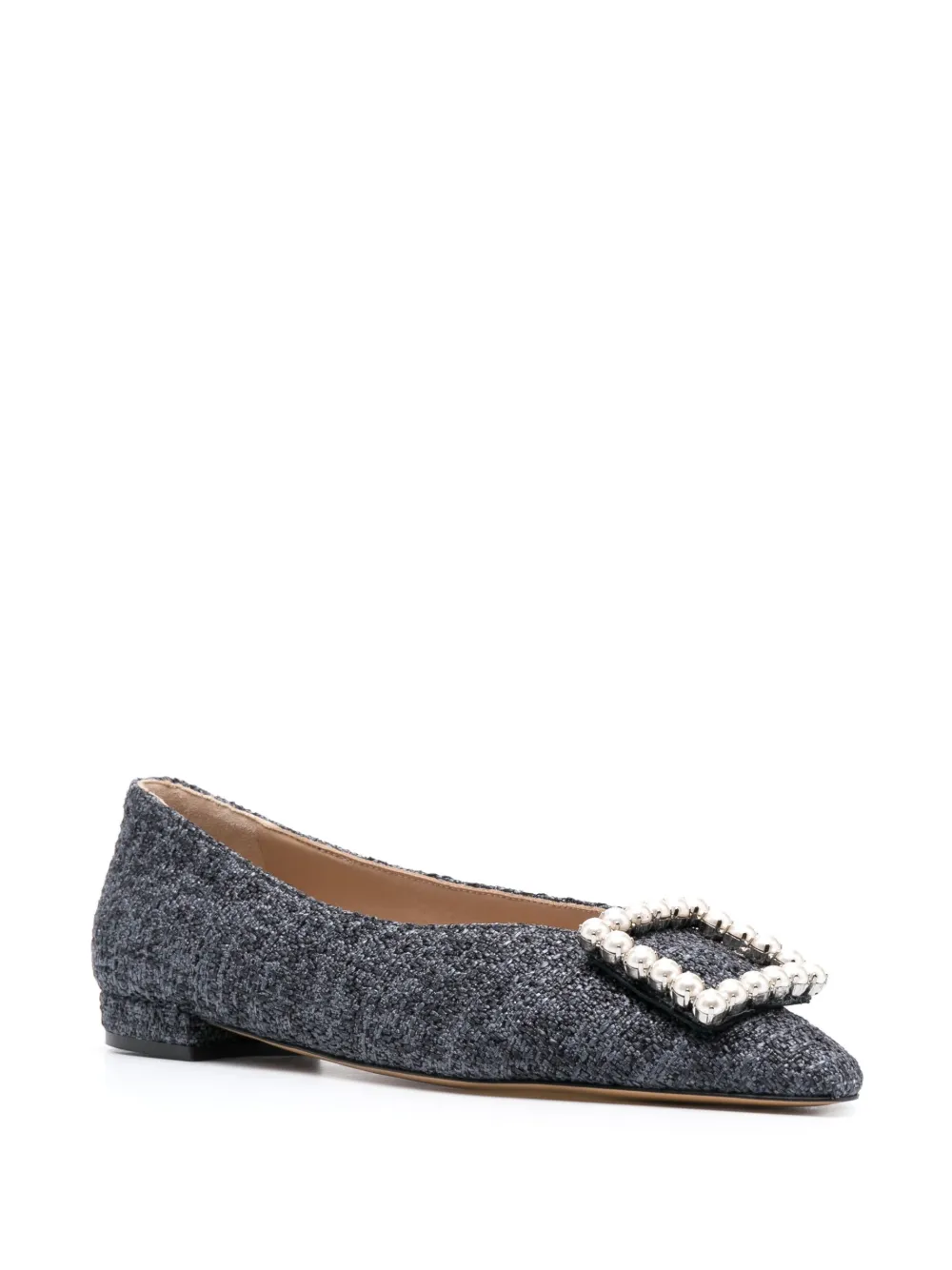 Paul Warmer bouclé buckle-detail ballerina shoes - Grijs