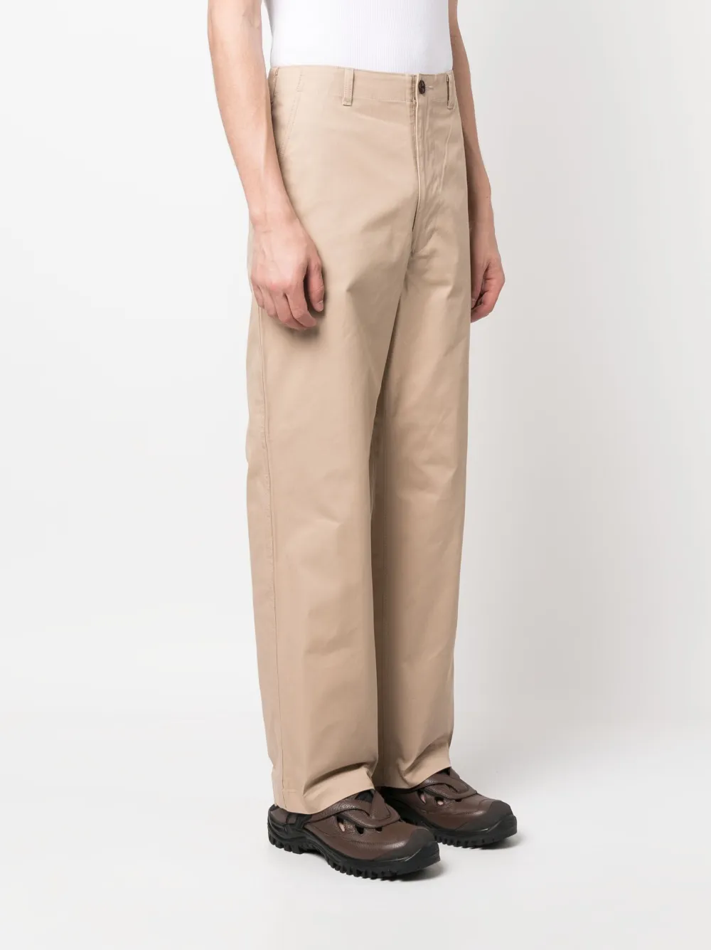 Shop Junya Watanabe Wide-leg Cotton Chinos In Nude