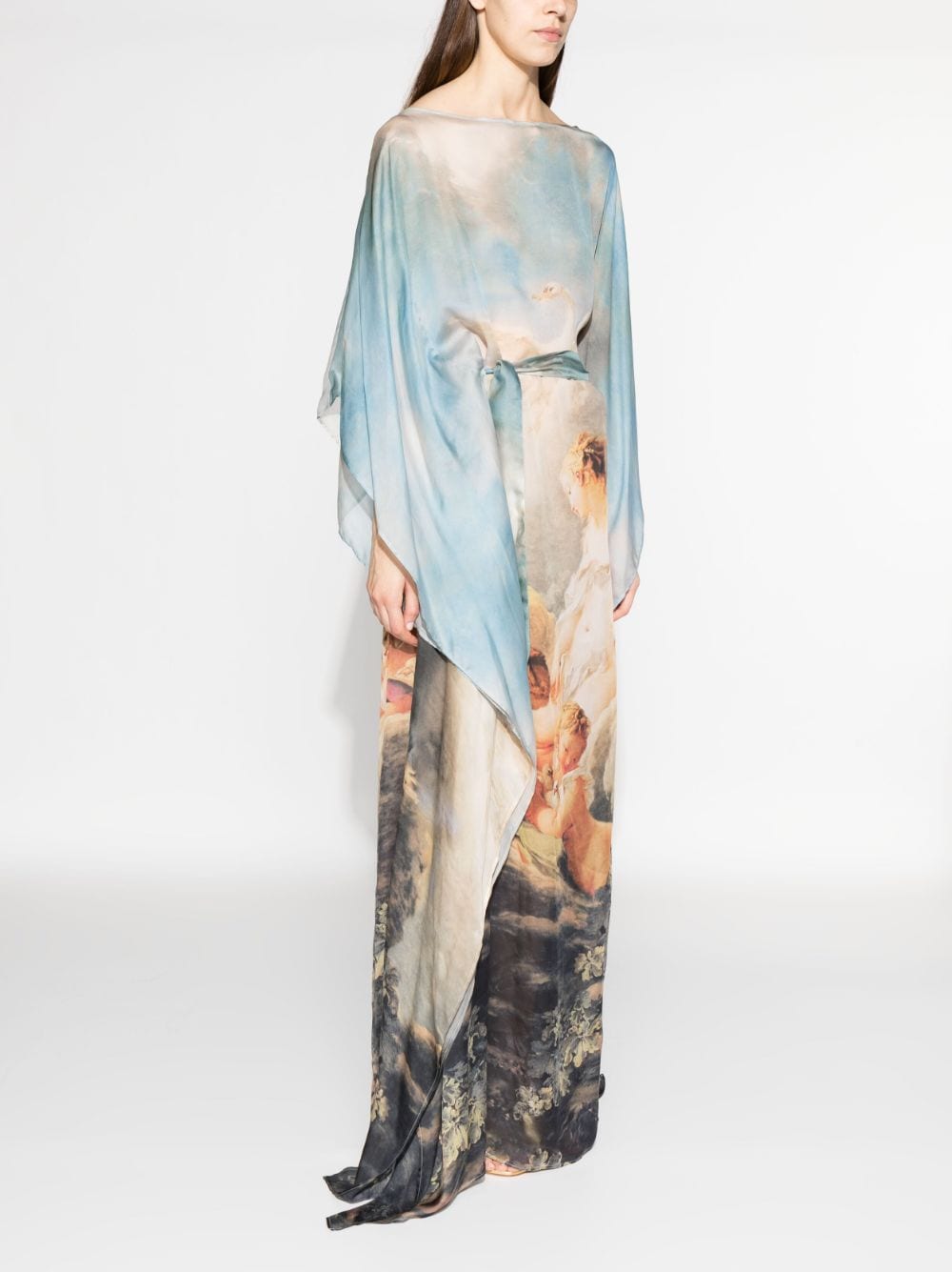 Shop Roberto Cavalli Graphic-print Long Dress In Neutrals