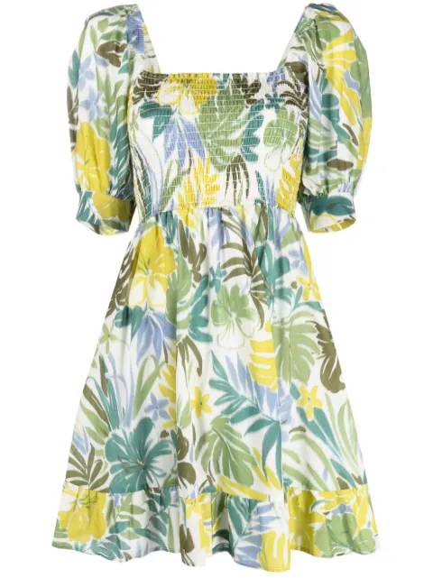LIU JO shirred printed cotton minidress
