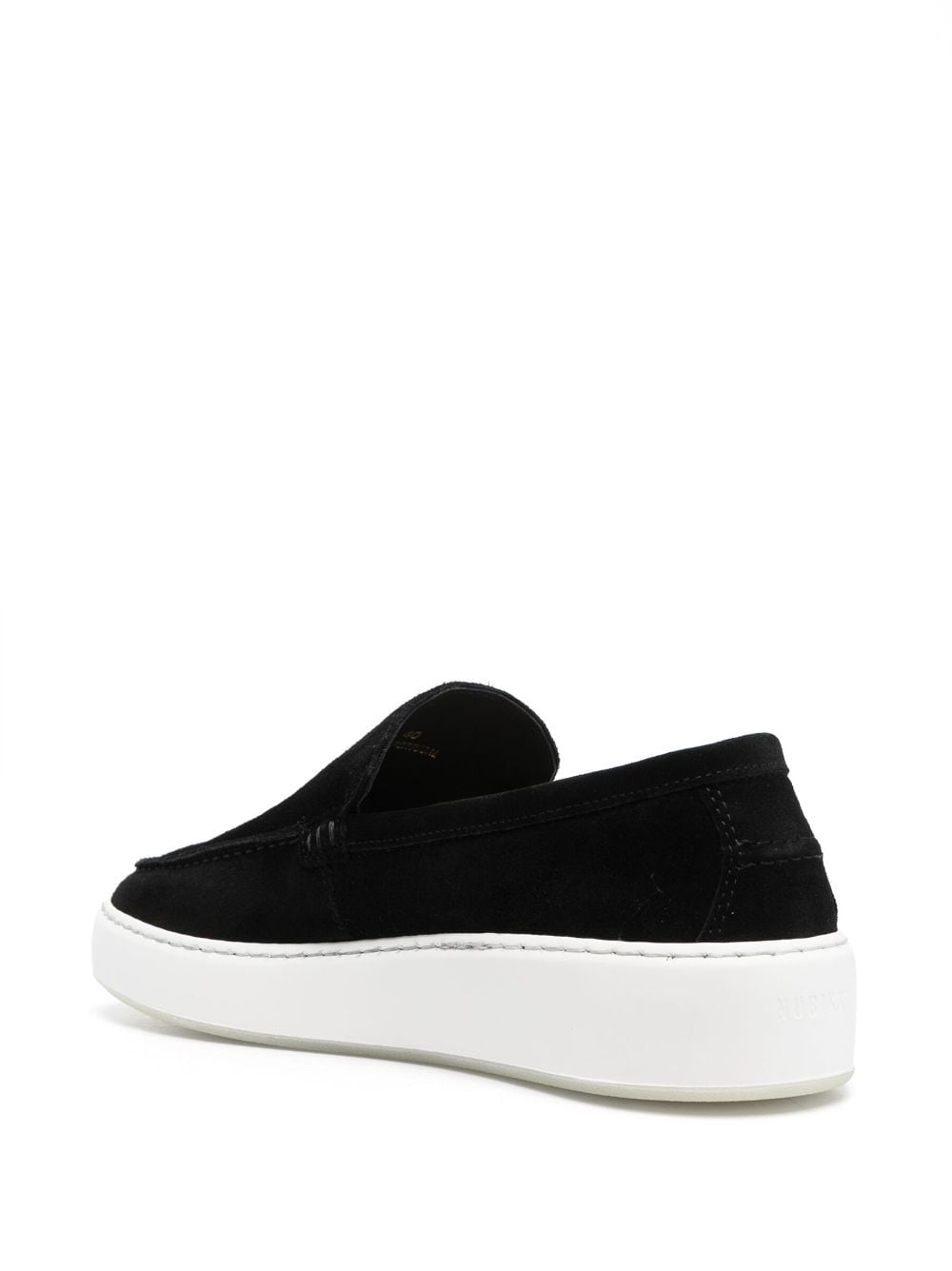 Nubikk Logo-debossed Suede Boat Shoes In Black | ModeSens