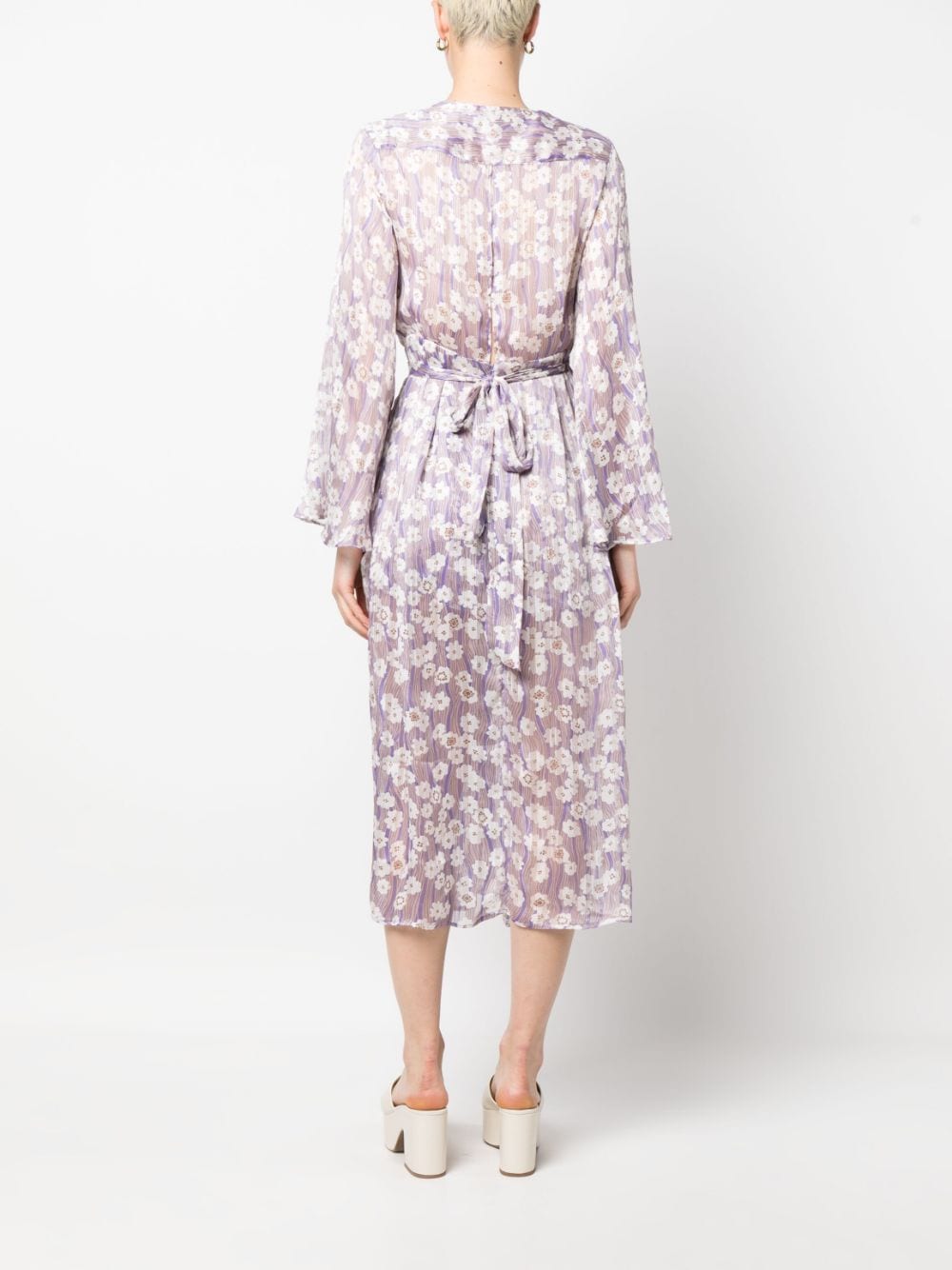 Shop Sabina Musayev Floral-print Midi Dress In Purple
