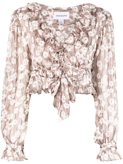 Sabina Musayev floral-print cropped blouse