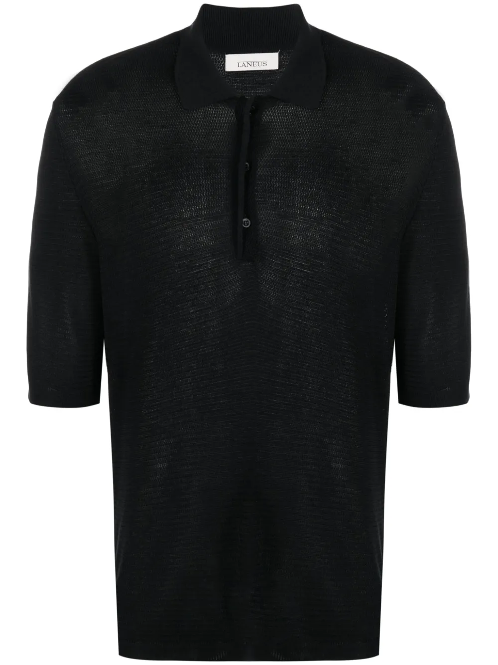 Laneus half-sleeve knitted polo collar