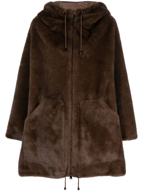 P.A.R.O.S.H. zipped-up shearling hooded coat
