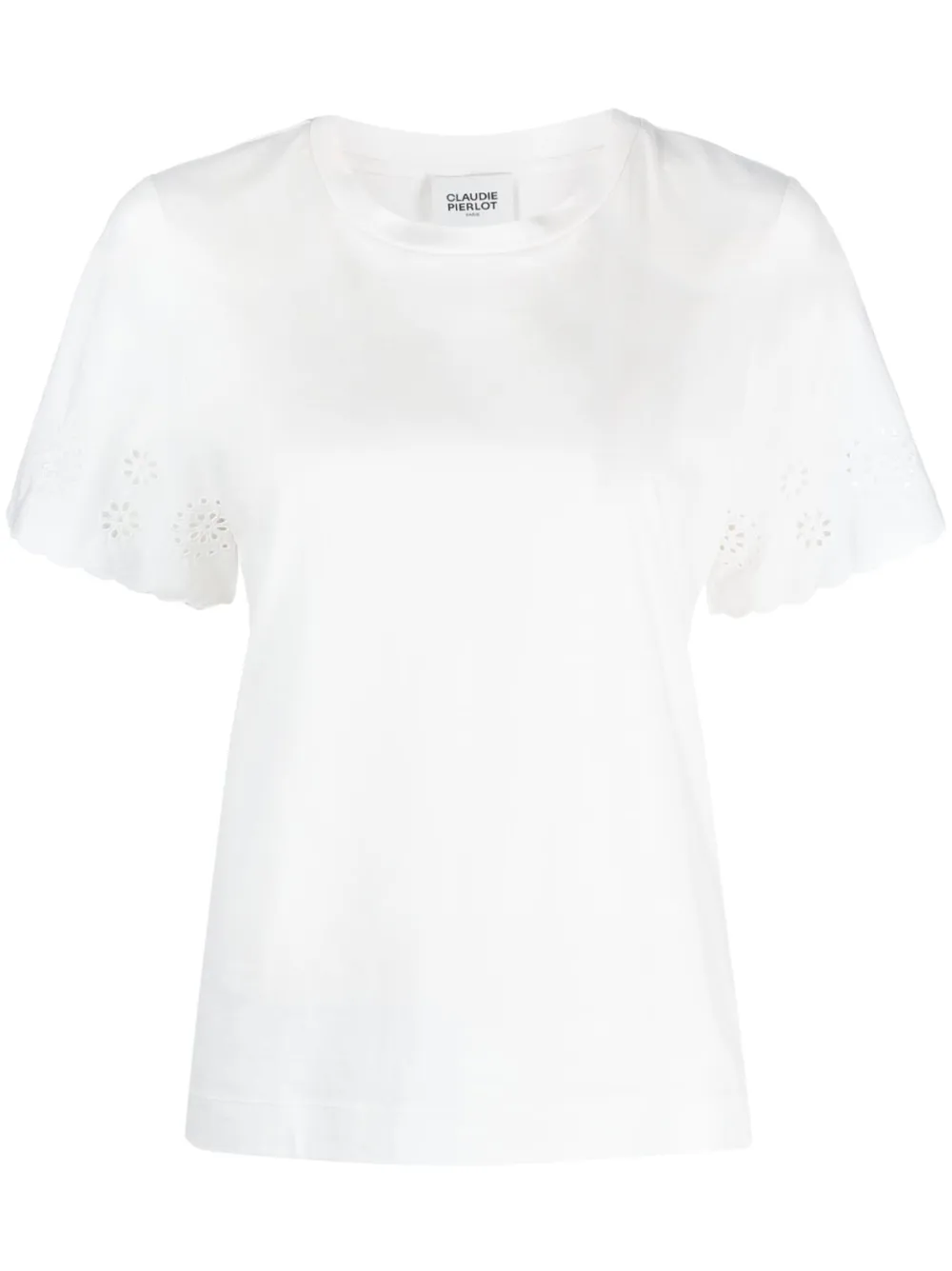 Claudie Pierlot broderie anglaise-sleeve round-neck blouse - White