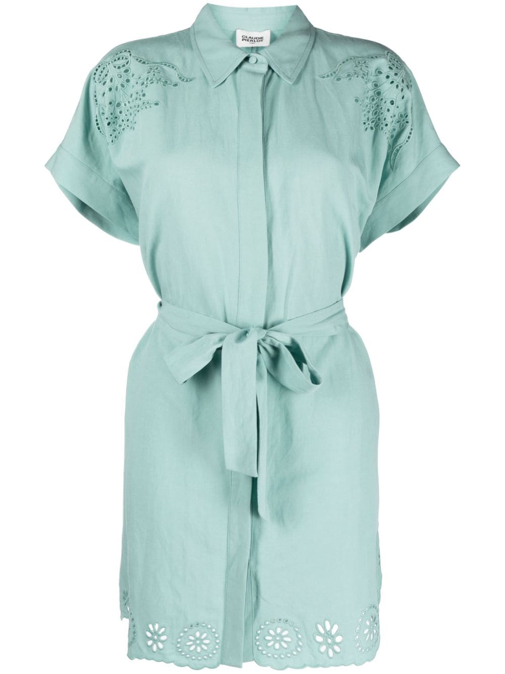 Claudie Pierlot Broderie-anglaise Shirtdress In Green