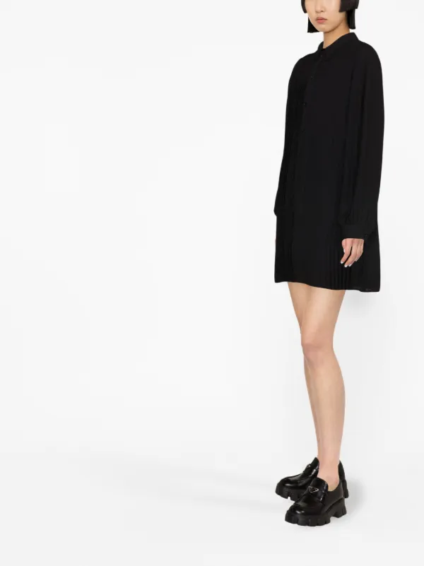 Black pleated shirt dress discount