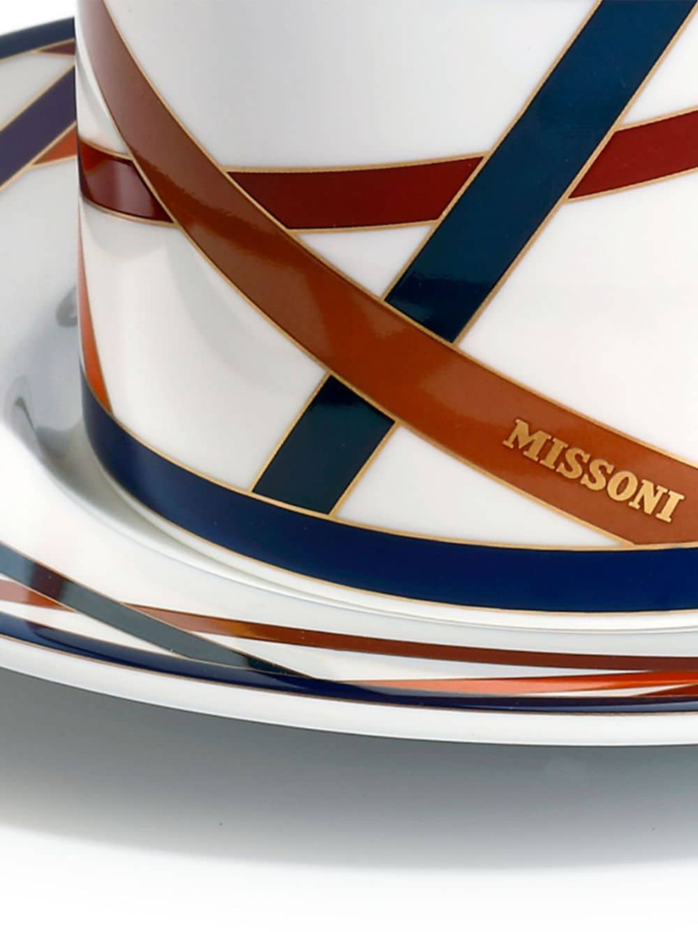 Shop Missoni Nastri Tea Cup And Saucer (set Of Two) In White