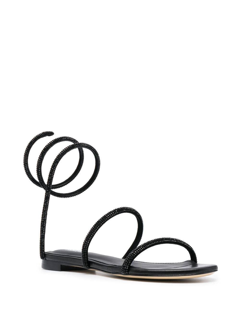 Paul Warmer spiral-bound leather flat sandals - Zwart