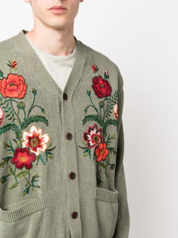 Junya Watanabe MAN floral-embroidered V-neck Cardigan - Farfetch