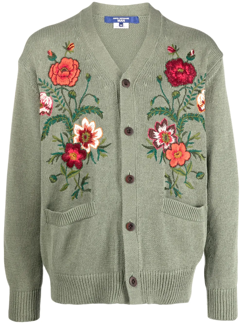 JUNYA WATANABE FLORAL-EMBROIDERED V-NECK CARDIGAN