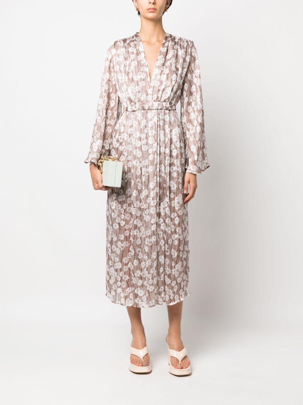 Sabina Musayev floral-print midi dress - Bruin