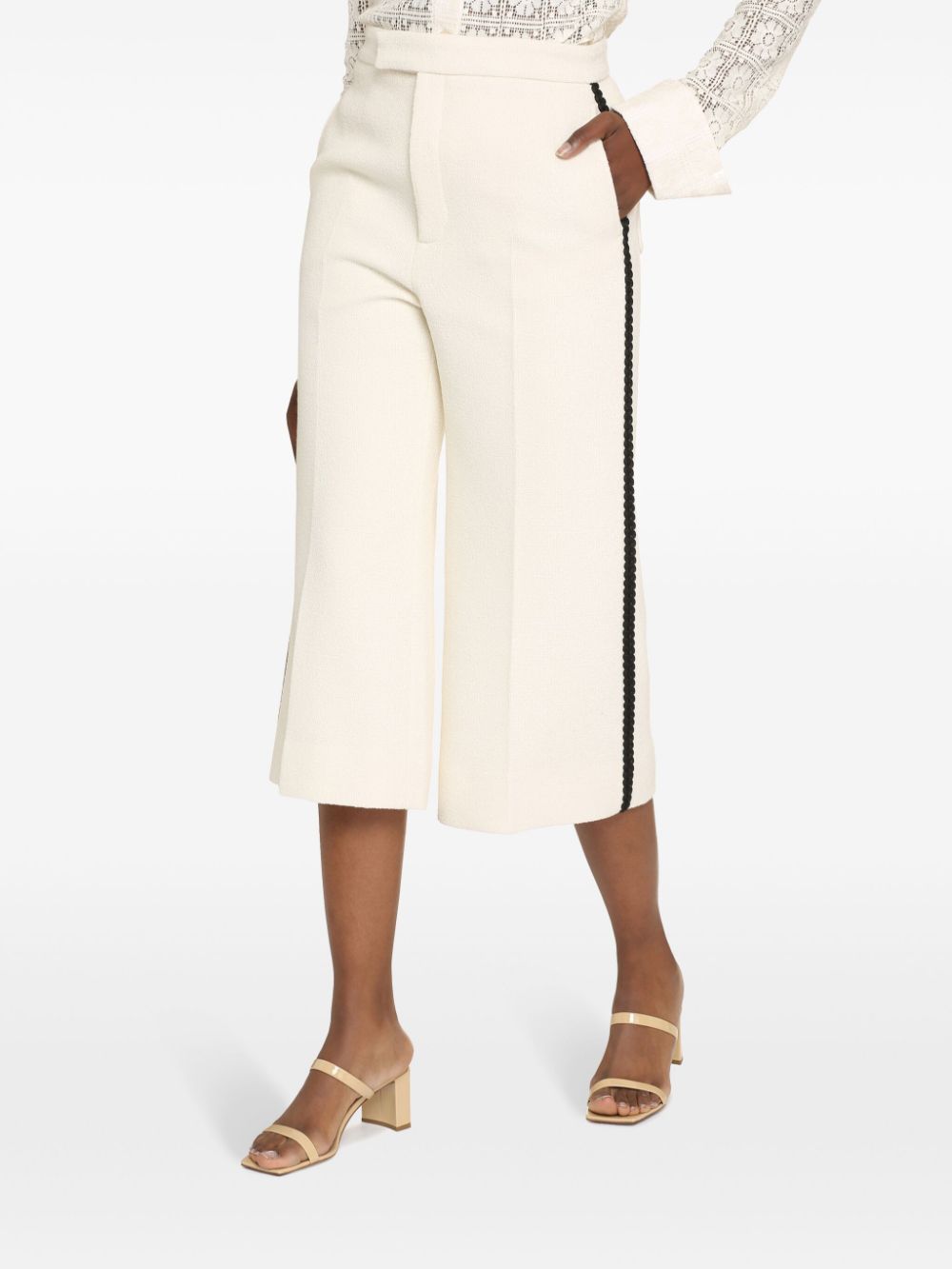 Gucci wool tweed wide-leg pants - White