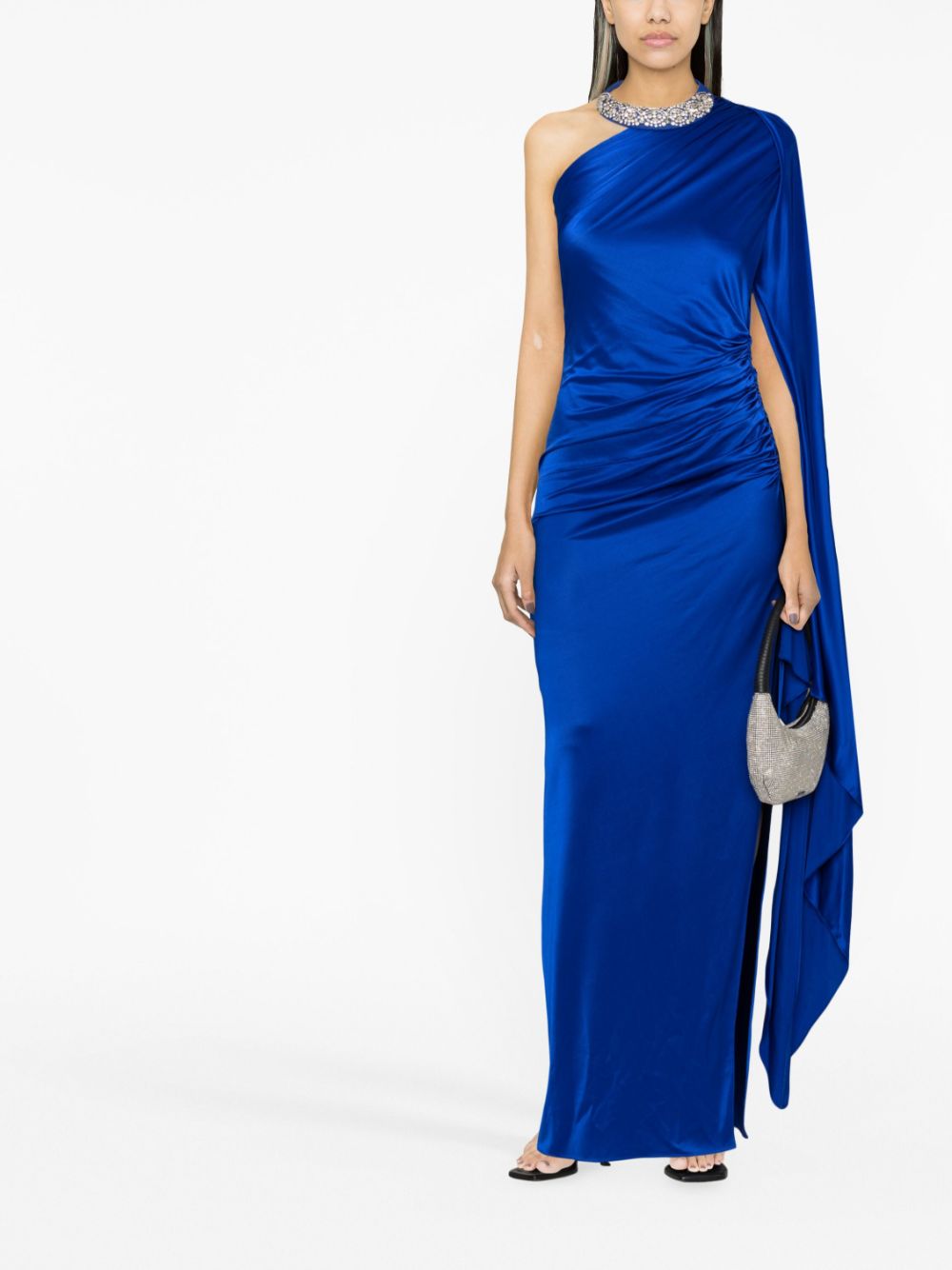 Alexandre Vauthier draped-sleeve satin gown - Blauw