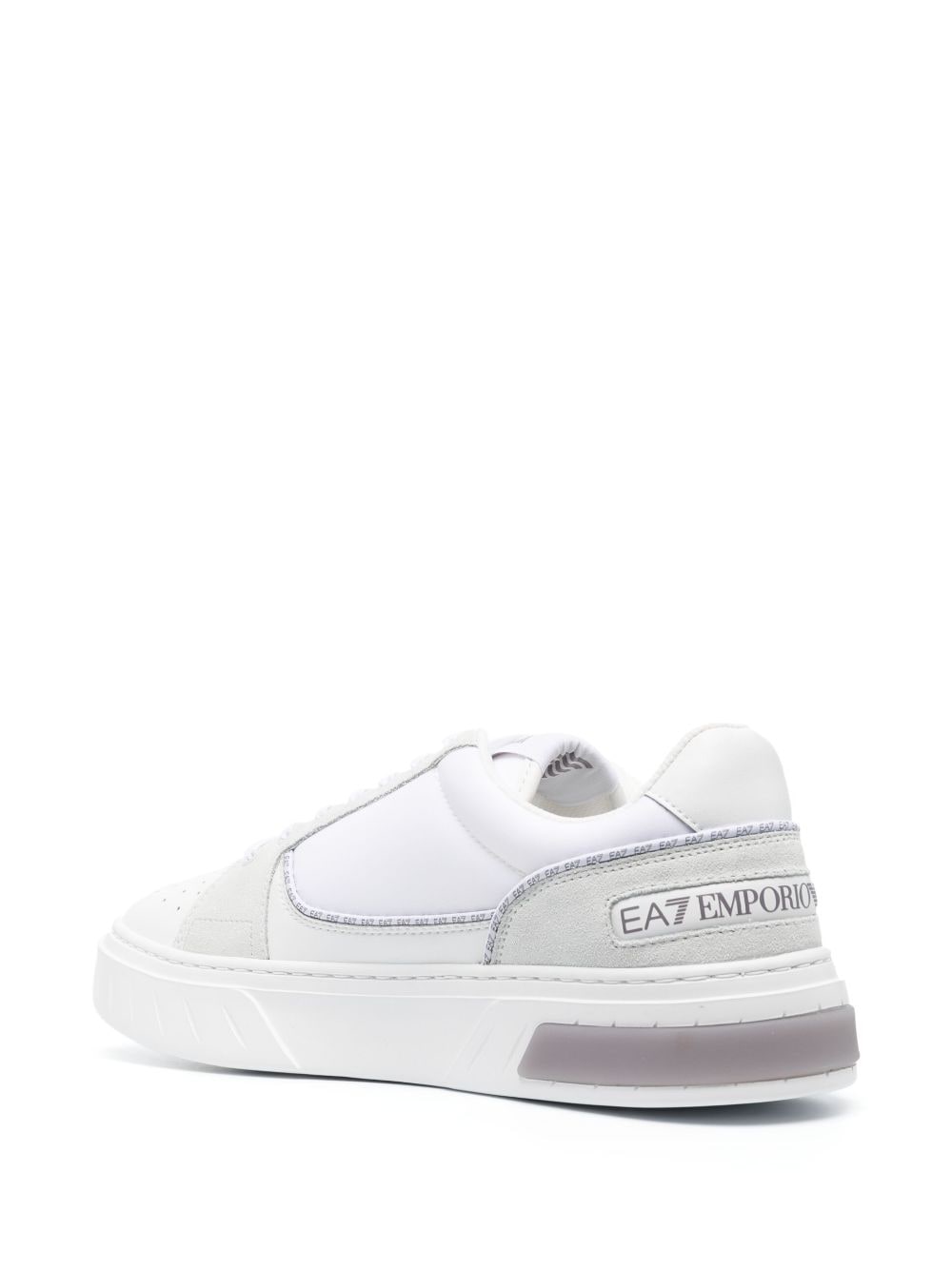 Ea7 Embossed-logo Leather Sneakers In White | ModeSens