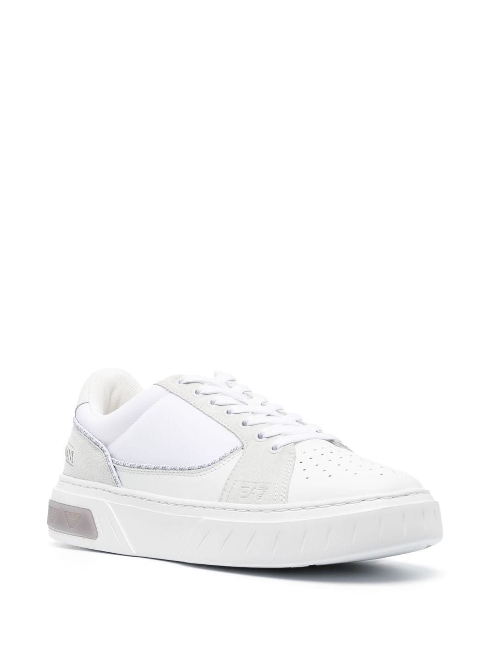 Ea7 Embossed-logo Leather Sneakers In White | ModeSens