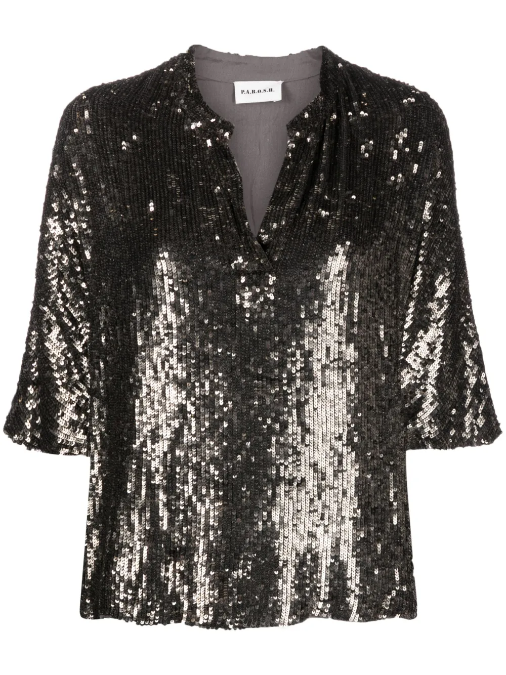 P.A.R.O.S.H. sequin-embellished short-sleeve top | Grey | Image 1